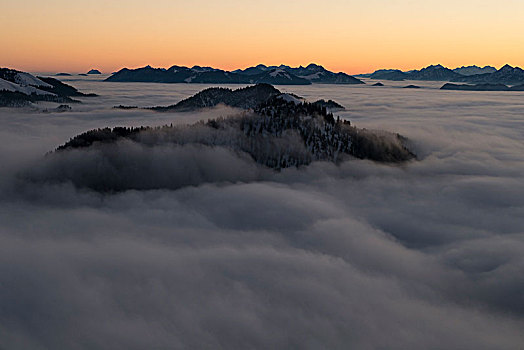 风景,高处,云,日出,山,湖,巴伐利亚阿尔卑斯山,上巴伐利亚,巴伐利亚,德国