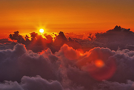 云海,上方,火山,哈雷阿卡拉火山,毛伊岛,夏威夷,美国