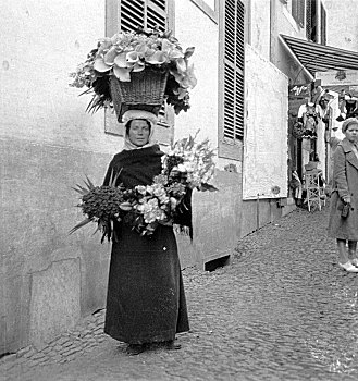 卖花人,丰沙尔,马德拉岛,20世纪,艺术家,未知