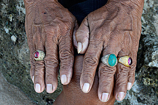 老,男性,手,戒指,巴厘岛,印度尼西亚,东南亚