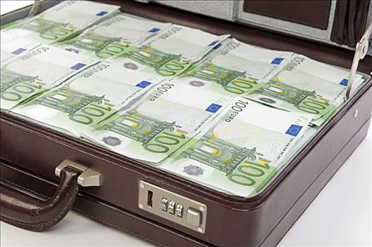公文包,满,欧元,货币