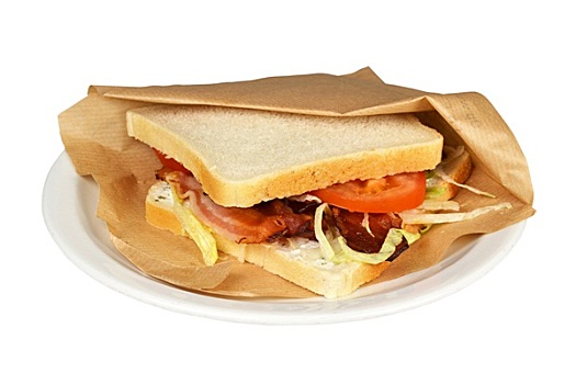 三明治,熏肉,莴苣,西红柿,白色背景,火腿莴苣番茄三明治