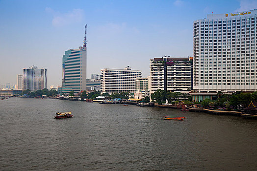 高层建筑,河,曼谷,泰国,亚洲