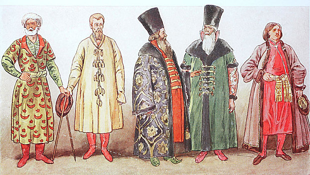 时尚,历史,衣服,俄罗斯,17世纪,插画,欧洲