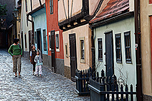 捷克共和国,布拉格,城堡区,金色,道路