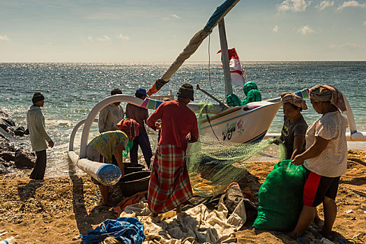 渔民,工作,海滩