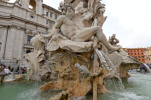 喷泉,四个,河,纳佛那广场,罗马,意大利,欧洲