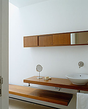 简单,做,浴室,摆饰,长椅,盥洗盆,狭窄,墙壁,柜子,异域风情,木