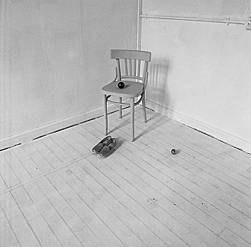 白色,椅子,坐,角,房间,靠近,拖鞋