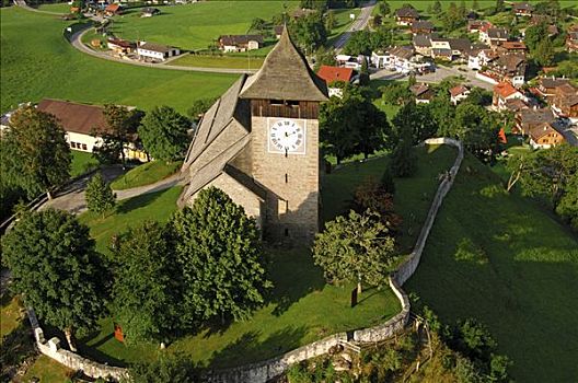 教堂,伯恩高地,航拍,瑞士