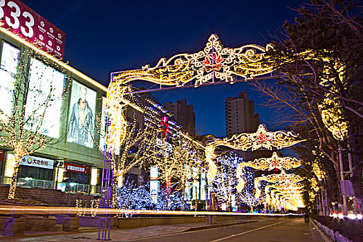 秦皇岛,城市,建筑,繁华,夜景,灯光,道路,亮化,商业