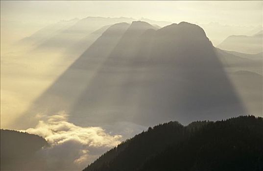 山,靠近,科夫斯坦,早晨,太阳