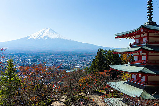 山,富士山,塔