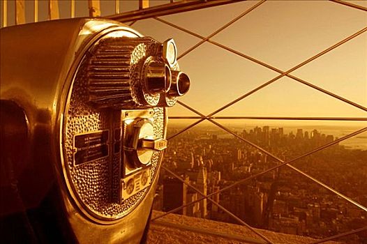 支付,双筒望远镜,眺望台,帝国大厦,曼哈顿,纽约,美国