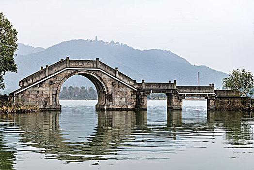 杭州湘湖自然风光玉兔桥