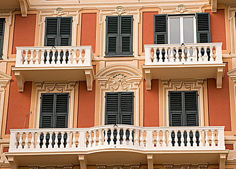 意大利,彩色,窗户,露台,建筑