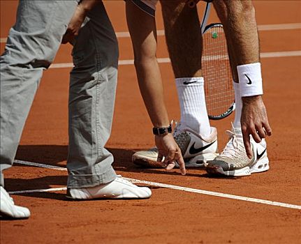 裁判,决定,网球,展示,网球手,左边,食指,线条,网球场,球