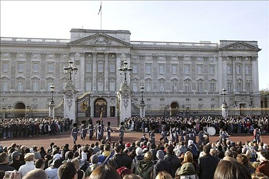 游客,正面,白金汉宫,维多利亚,纪念,等待,换岗,伦敦,英格兰,英国,欧洲