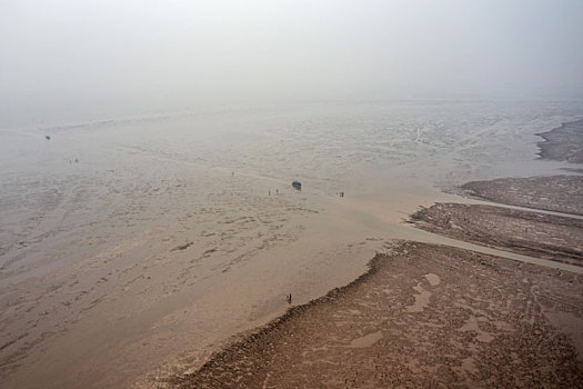 航拍东营红滩湿地滨海公园