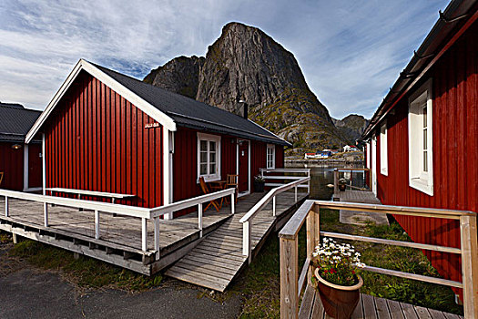 小屋,山,罗弗敦群岛,挪威,北极圈