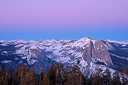 半圆顶,黄昏,顶峰,优胜美地国家公园,加利福尼亚