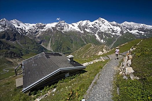 阿尔卑斯小屋,山间小屋,远足者,高,高山,道路,国家公园,陶安,卡林西亚,奥地利