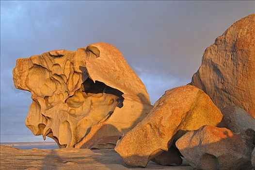 石头,日落,袋鼠,岛屿,澳大利亚