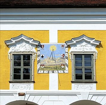 日晷,城堡,宫殿,林茨,上奥地利州,奥地利,欧洲