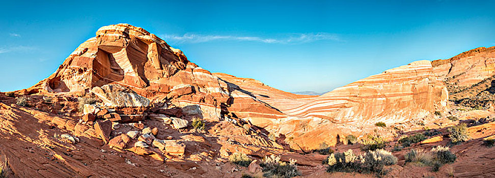 红岩,排列,砂岩,石头,山谷,莫哈维沙漠,内华达,美国,北美