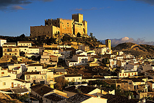 西班牙,安达卢西亚,文艺复兴,城堡,高处,传统,刷白,乡村,黎明