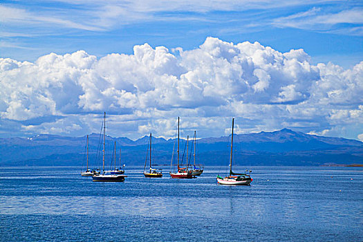 云,上方,帆船,海洋,乌斯怀亚,阿根廷