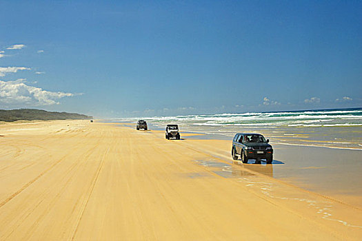 四轮驱动,70多岁,五个,英里,海滩,弗雷泽岛,昆士兰,澳大利亚