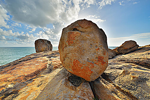 花冈岩,漂石,海岸,马掌,湾,昆士兰,澳大利亚