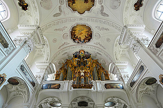 器官,阁楼,教堂,巴伐利亚,德国,欧洲