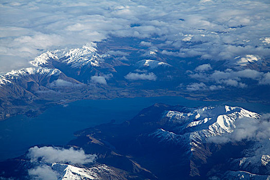 瓦卡蒂普湖,雪山,靠近,皇后镇,奥塔哥,南岛,新西兰