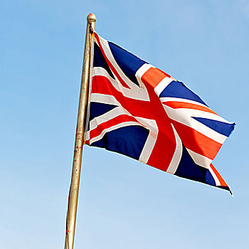 摆动,旗帜,蓝天,英国,彩色