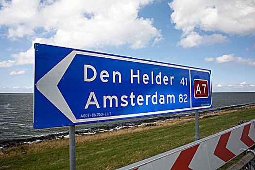 道路,标识,阿姆斯特丹,公路,北方,荷兰,弗里斯兰省,欧洲