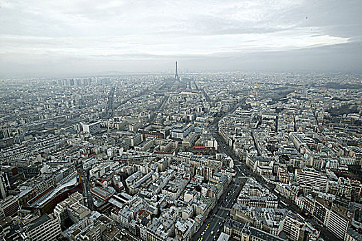 法国巴黎鸟瞰埃菲尔铁塔