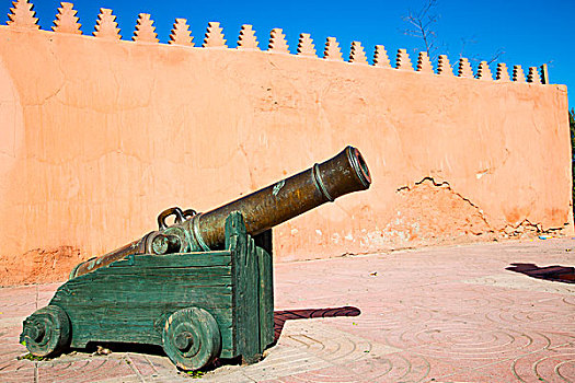 非洲,摩洛哥,绿色,青铜,大炮,蓝天