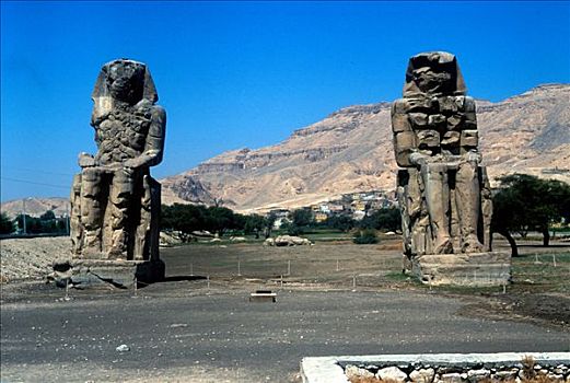 巨像,靠近,帝王谷,埃及,公元前14世纪,艺术家,未知