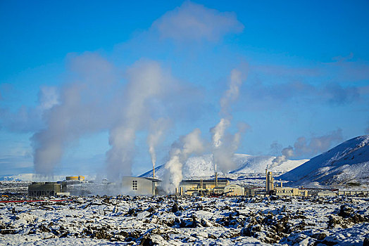 地热发电站,雷克雅奈斯,半岛,冰岛,欧洲