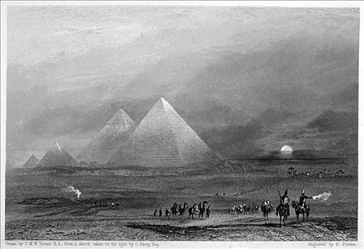 吉萨金字塔,埃及,19世纪,艺术家