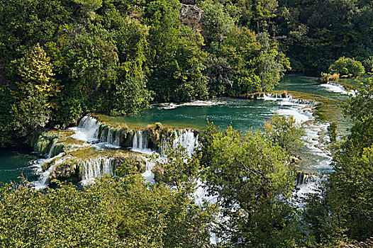 瀑布,卡尔卡,国家,公园,达尔马提亚,克罗地亚,欧洲