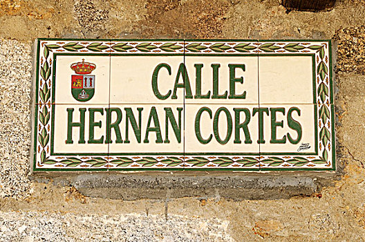 砖瓦,纪念,科尔特斯,墨西哥,埃斯特雷马杜拉,西班牙,欧洲