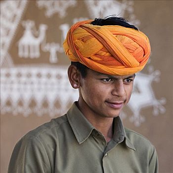印度,男人,穿,缠头巾,北印度,亚洲