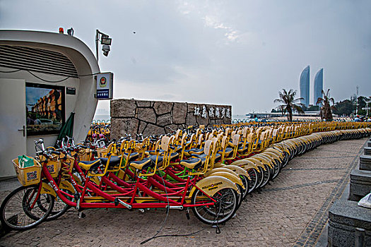 福建厦门海滨路上的自行车