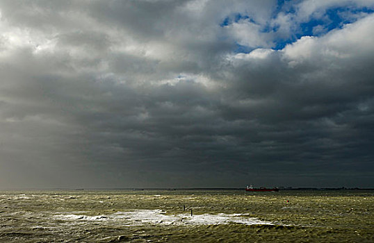 风暴,上方,西部,河,荷兰
