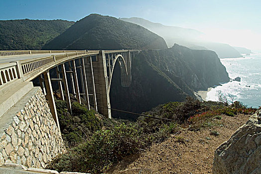 溪流,拱桥,公路,大,加利福尼亚