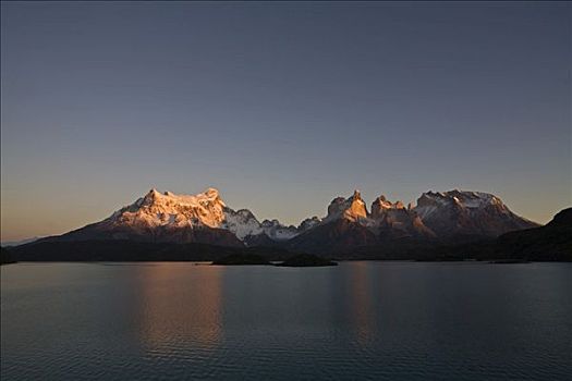 晨光,山峦,湖,拉哥裴赫湖,巴塔哥尼亚,智利,南美
