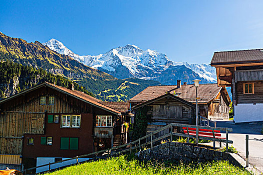 木制屋舍,正面,攀升,贝塔峰,伯尔尼阿尔卑斯山,瑞士